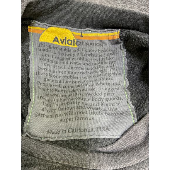 Aviator Nation Vintage Logo Grey Cropped Crew Sweatshirt Size L - Picture 4 of 5